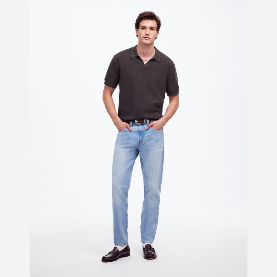 luce blu mens madewell rilassato taper jeans