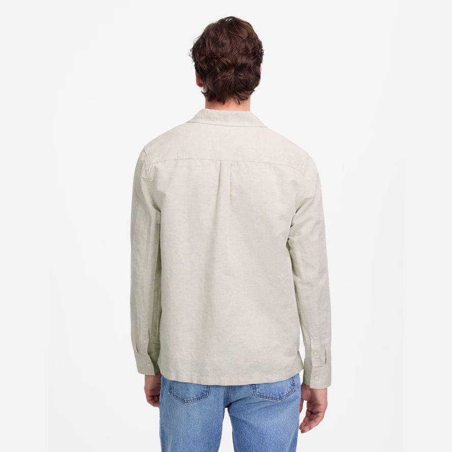 mens madewell pulsante-up di cotone-lino camicie beige