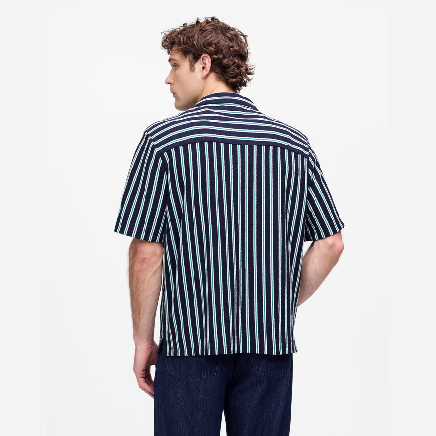 madewell la texture di maglia camp collare camicie uomo navy verde