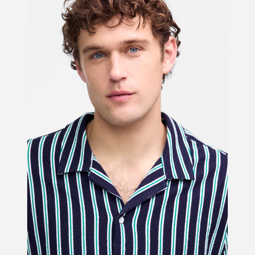 madewell la texture di maglia camp collare camicie uomo navy verde