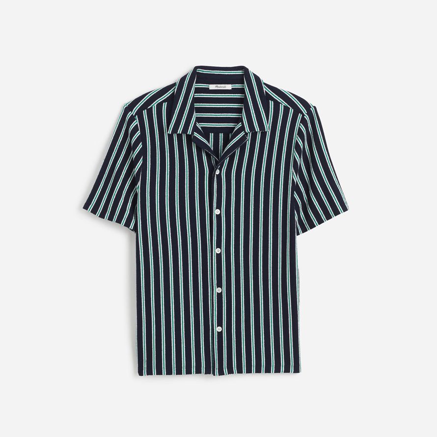 madewell la texture di maglia camp collare camicie uomo navy verde