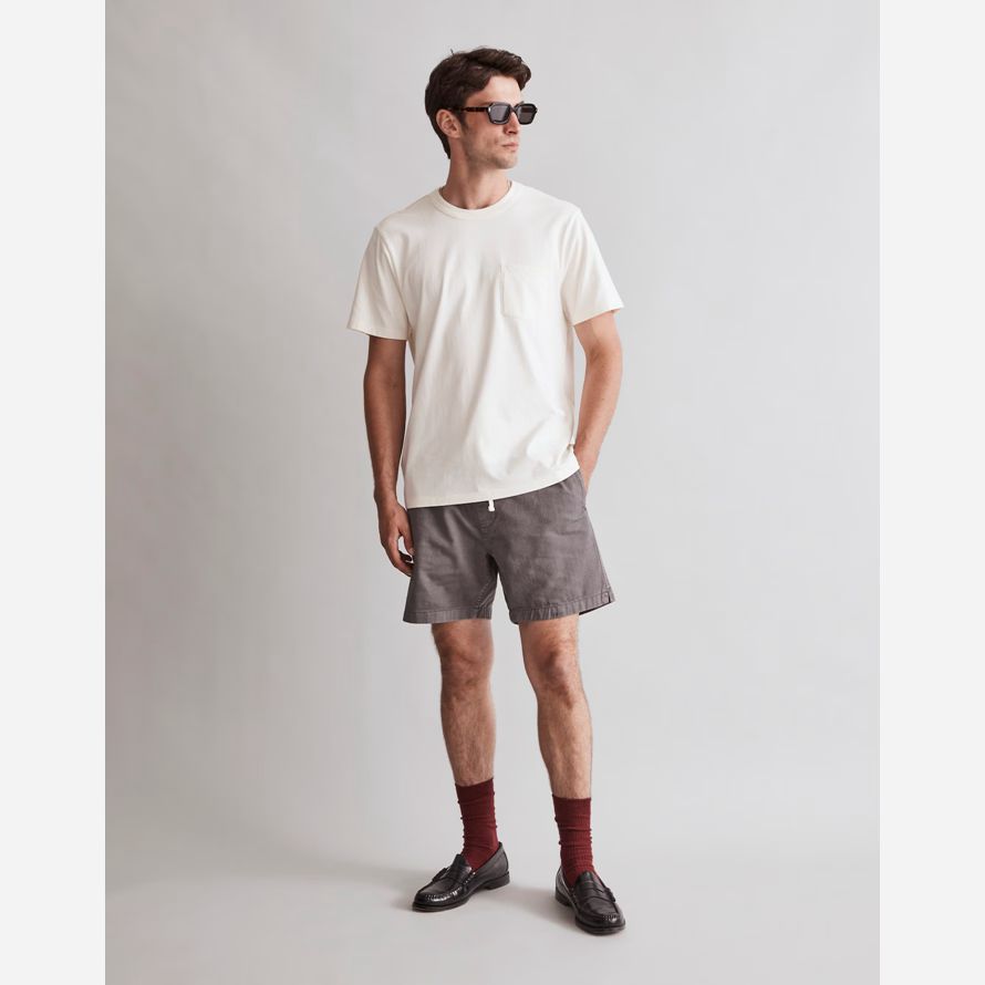 mens madewell tinto capo notturno girocollo tasca t-shirt crema