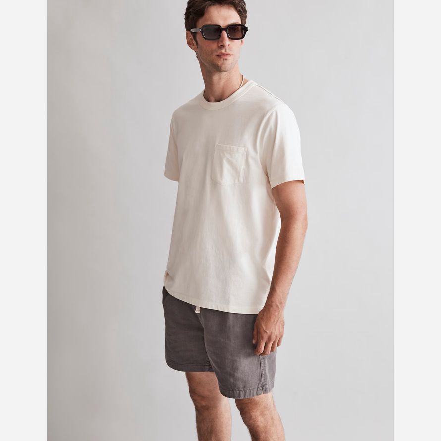 mens madewell tinto capo notturno girocollo tasca t-shirt crema