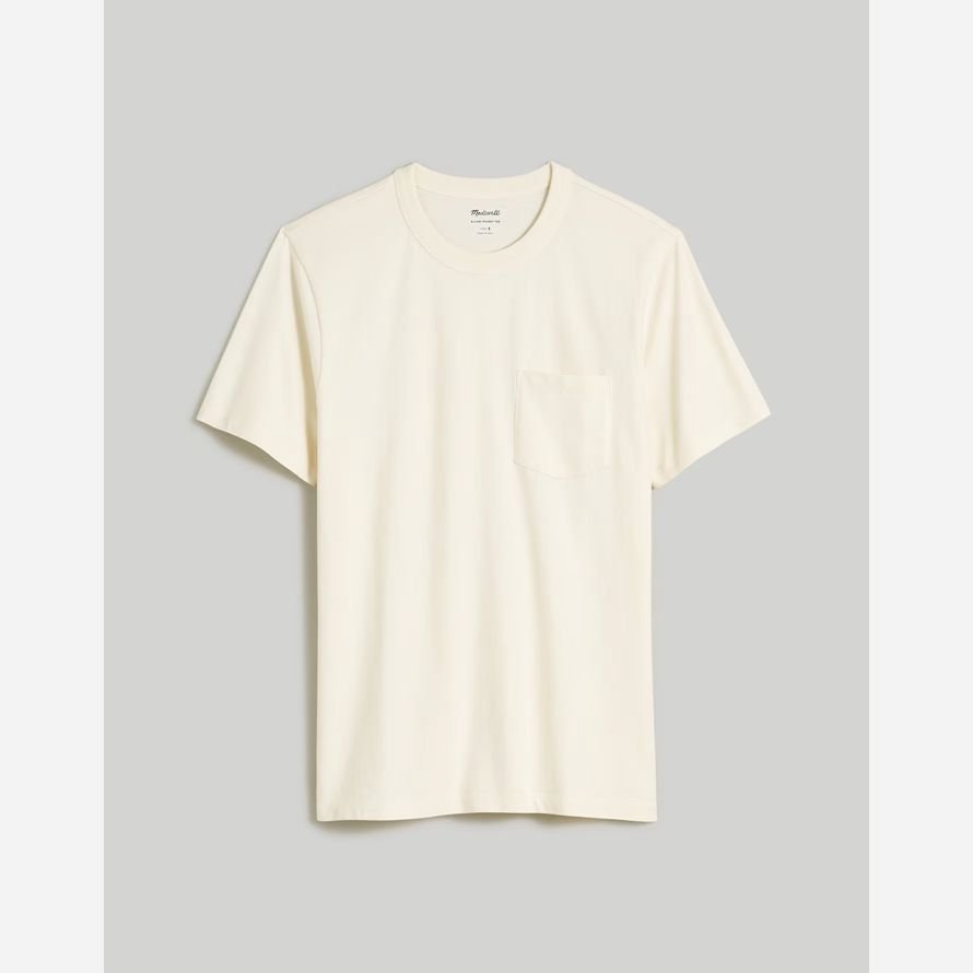 mens madewell tinto capo notturno girocollo tasca t-shirt crema