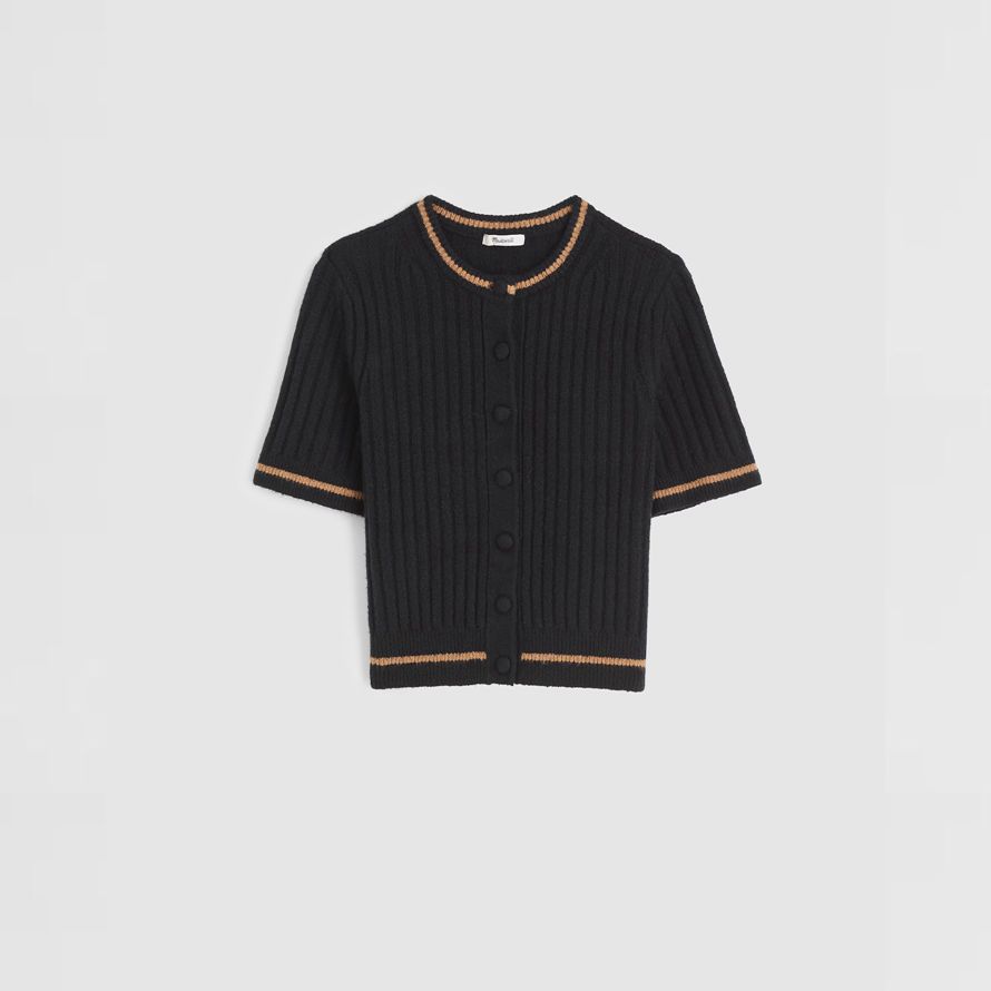 nero madewell breve puff maniche womens cardigan