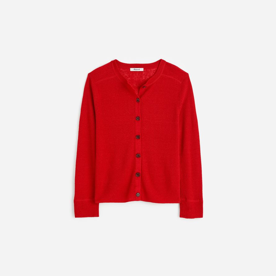 red womens madewell lino-blend cardigan girocollo