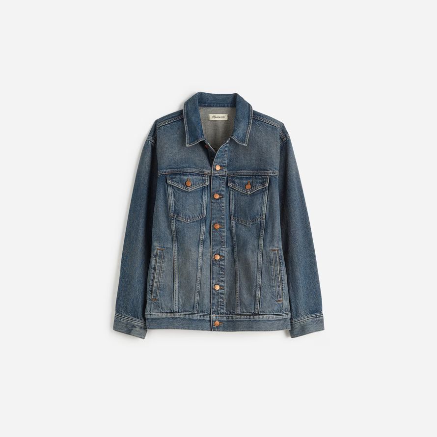 womens madewell button-front giacca di jeans blu