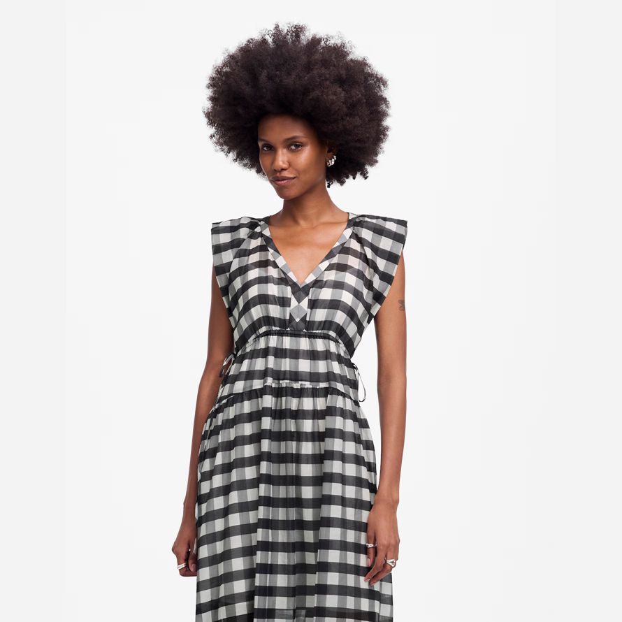nero bianco madewell puro v-collo dolman womens maxi abito