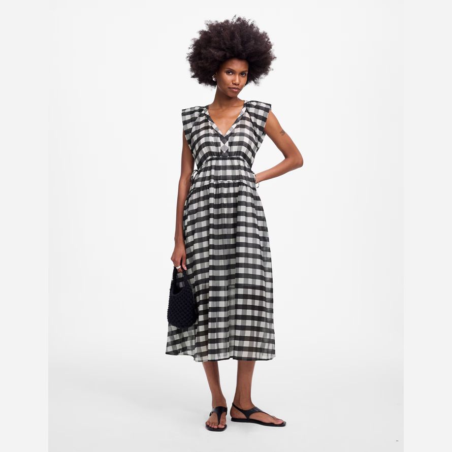 nero bianco madewell puro v-collo dolman womens maxi abito
