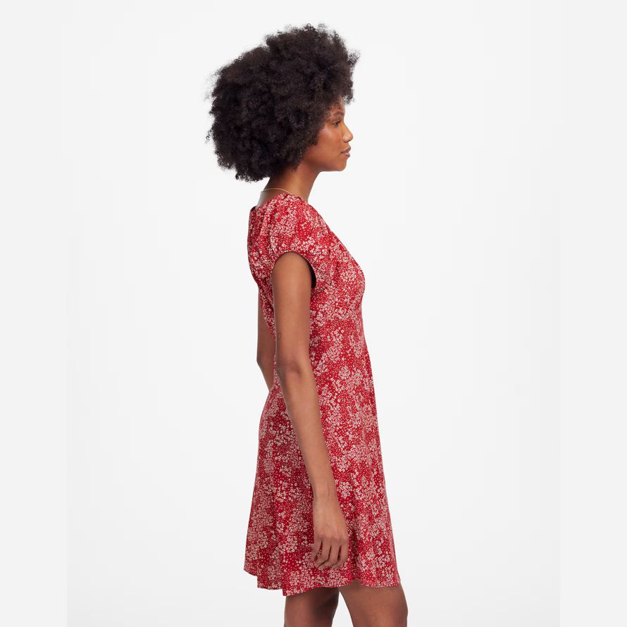 rosso bianco madewell increspato scoopneck mini abito womens