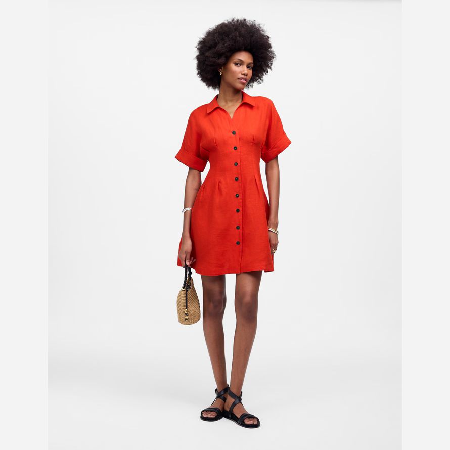 womens madewell a pieghe mini abito rosso