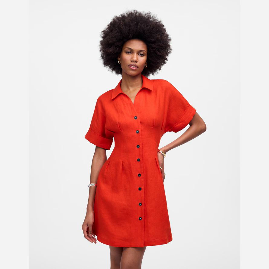 womens madewell a pieghe mini abito rosso