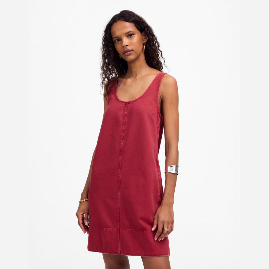 rosso scuro donna madewell denim scoopneck mini abito