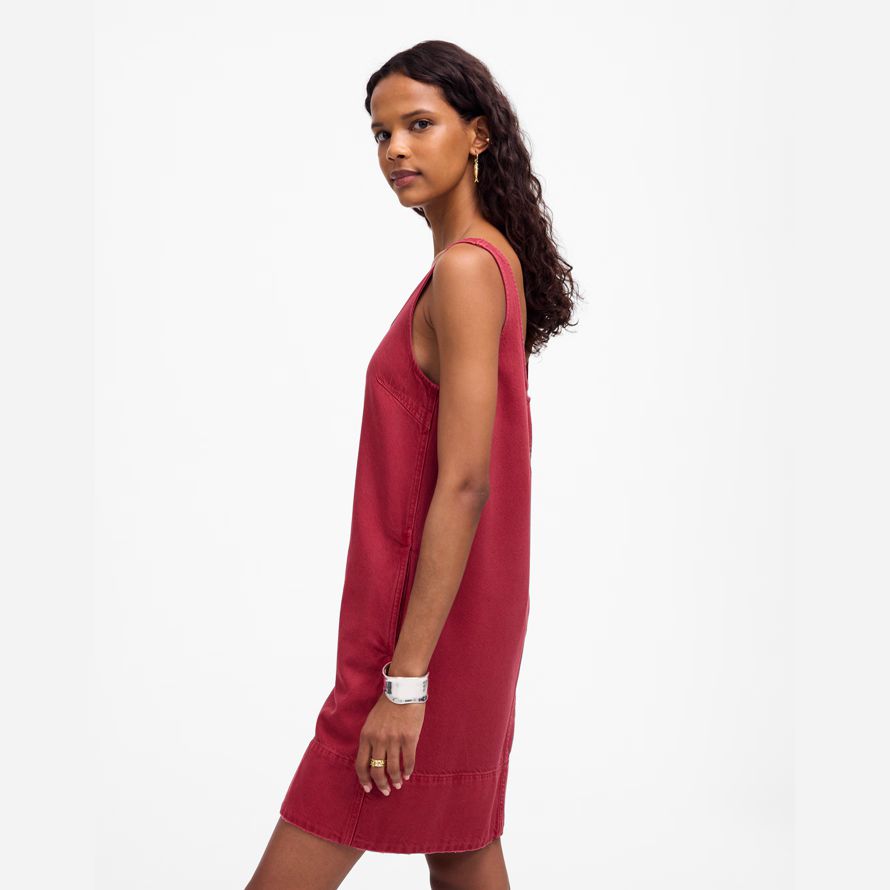 rosso scuro donna madewell denim scoopneck mini abito