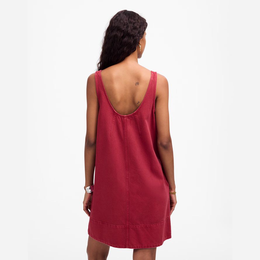 rosso scuro donna madewell denim scoopneck mini abito
