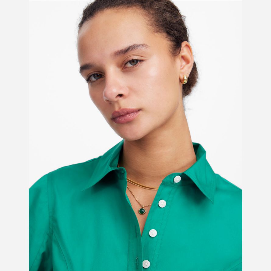madewell aggraffati manica lunga camicia mini abito womens verde