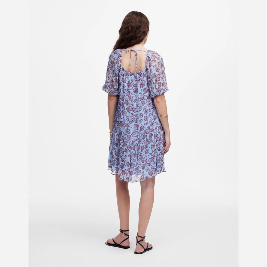 madewell puff sleeve mini womens dress blue cioccolato