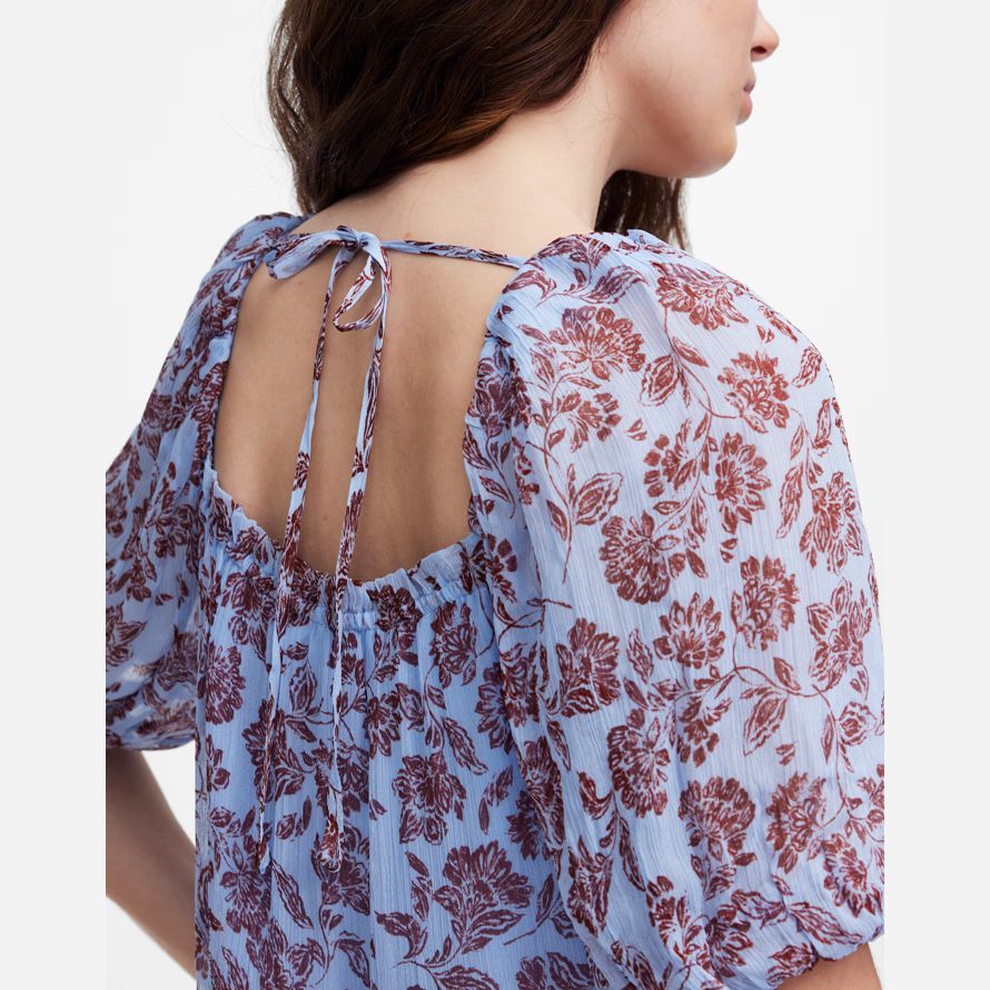 madewell puff sleeve mini womens dress blue cioccolato
