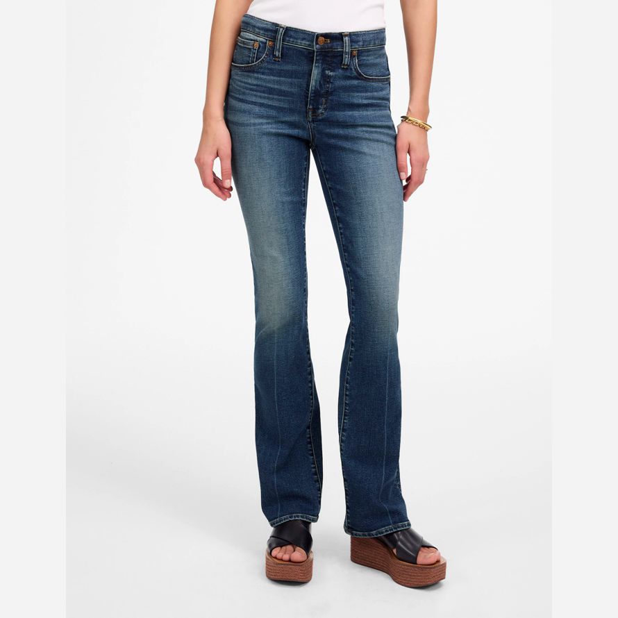 blue womens madewell kick out full-length jeans