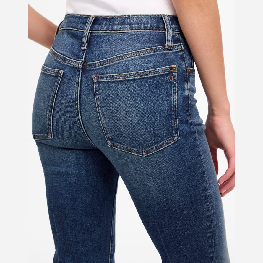 blue womens madewell kick out full-length jeans