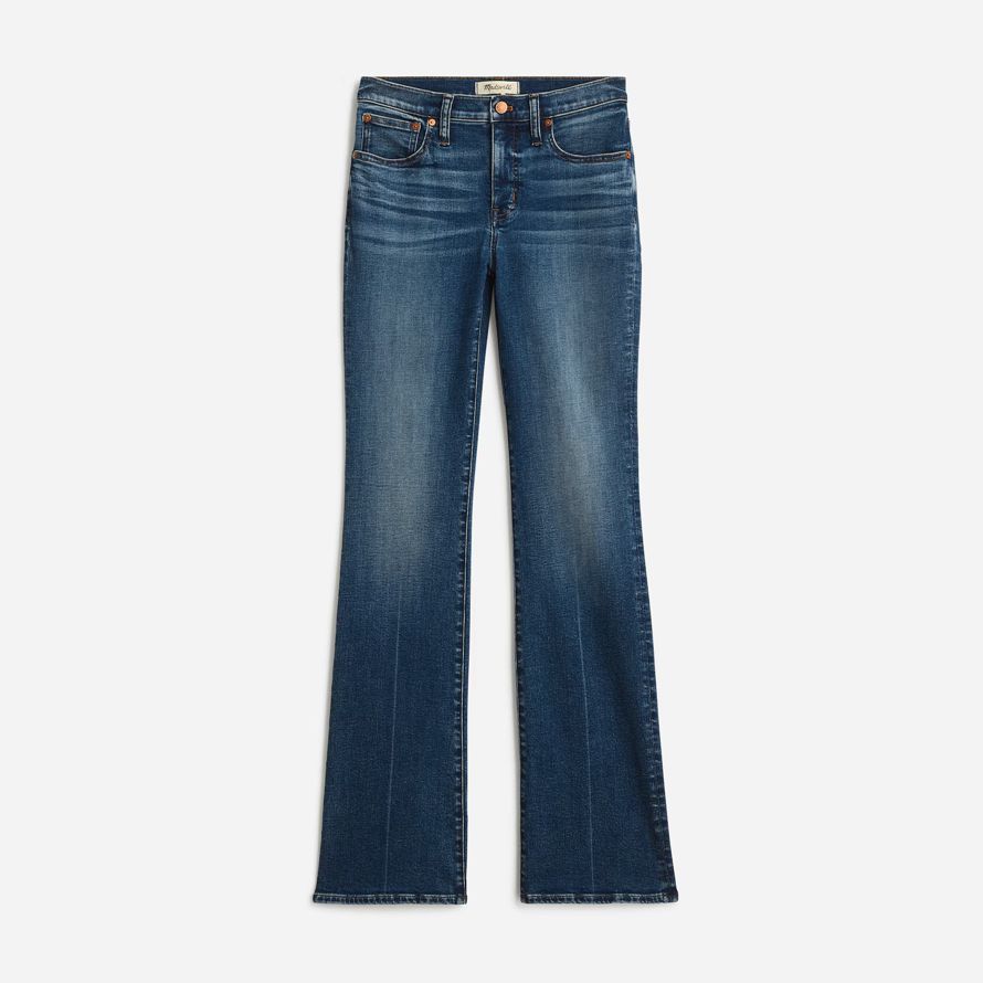 blue womens madewell kick out full-length jeans