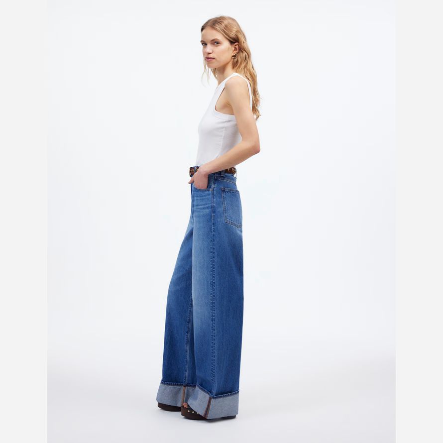 blue womens madewell grandissimo jeans a gamba