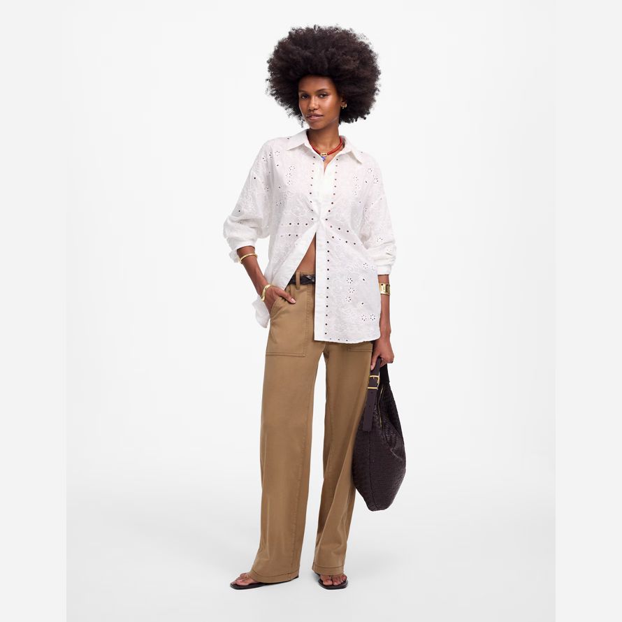 brown womens madewell ribassato di larghi pantaloni di utilità