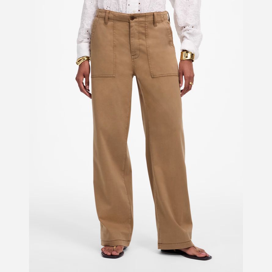 brown womens madewell ribassato di larghi pantaloni di utilità