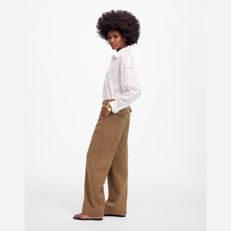 brown womens madewell ribassato di larghi pantaloni di utilità