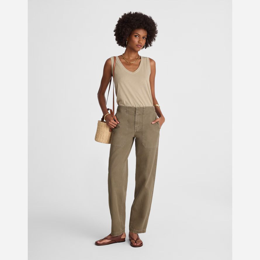 khaki madewell affusolate gambe utilità womens pantaloni