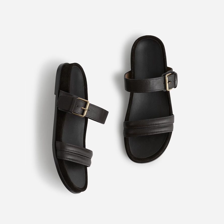 womens madewell la dara doppio cinturino slide sandali cioccolato