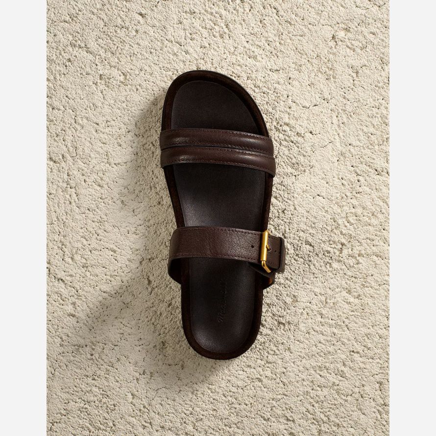 womens madewell la dara doppio cinturino slide sandali cioccolato