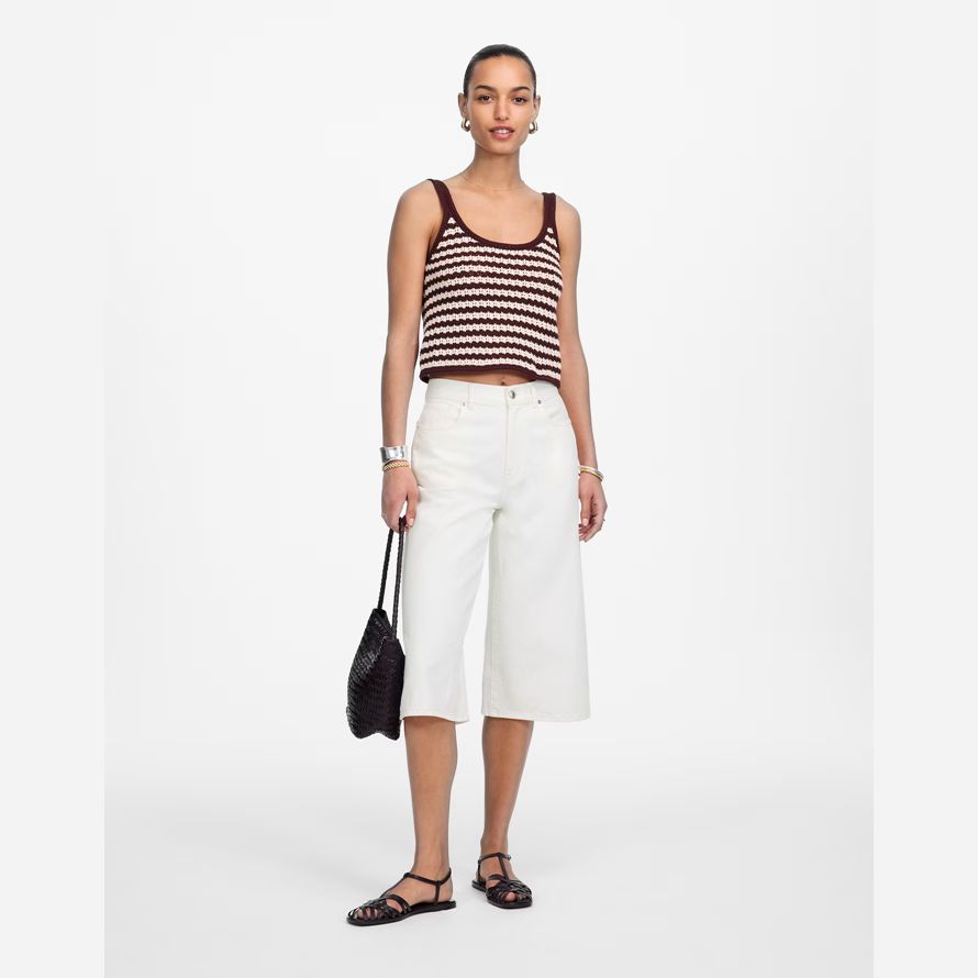 womens madewell denim culotte shorts bianco