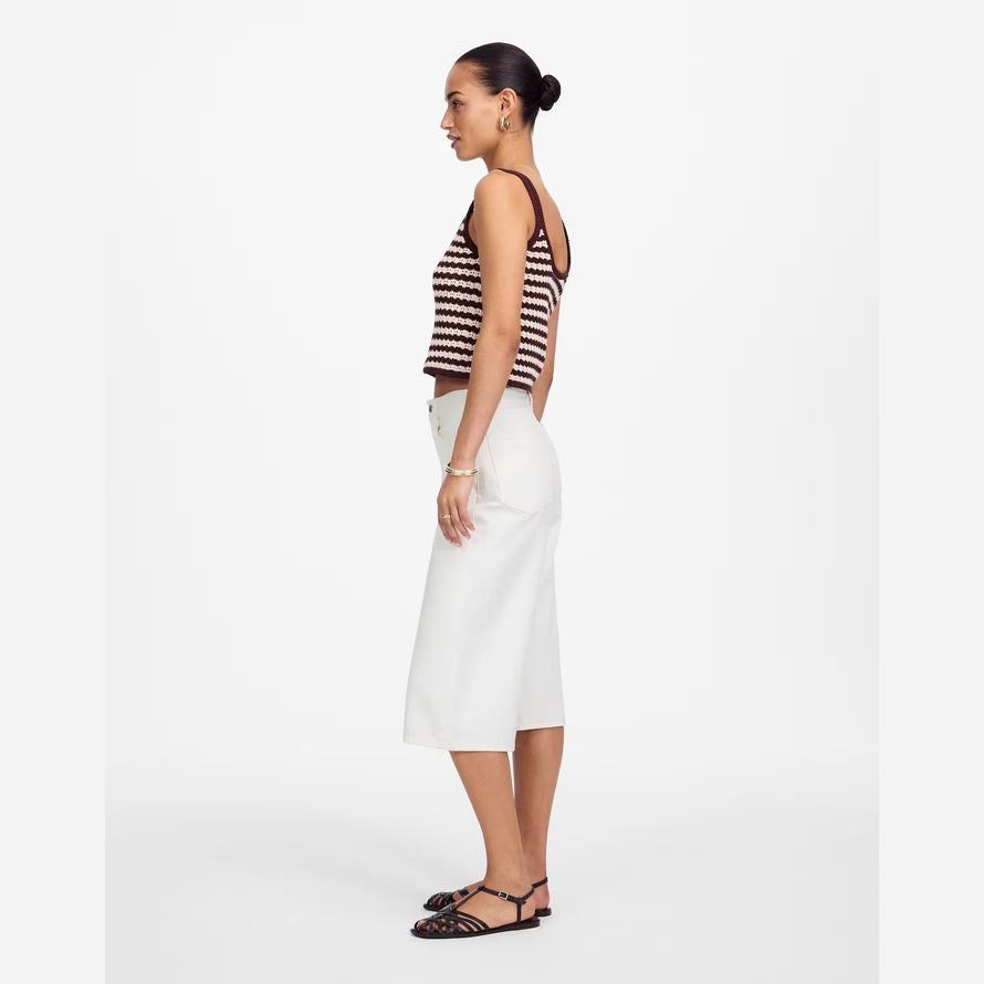 womens madewell denim culotte shorts bianco
