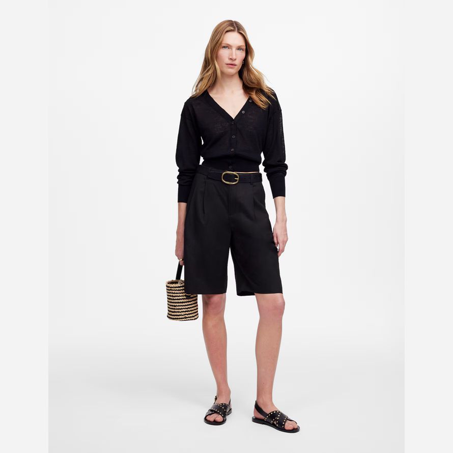 madewell rilassato womens pantaloncini a pieghe nero