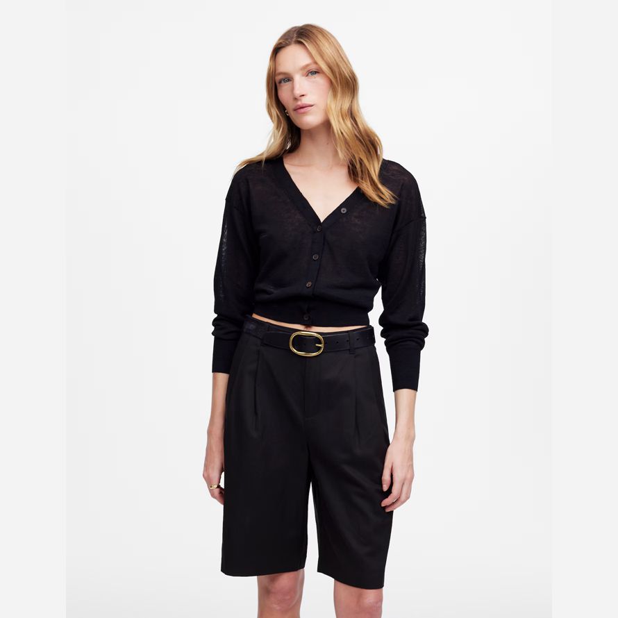 madewell rilassato womens pantaloncini a pieghe nero