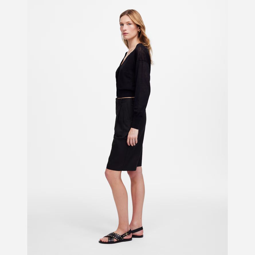madewell rilassato womens pantaloncini a pieghe nero