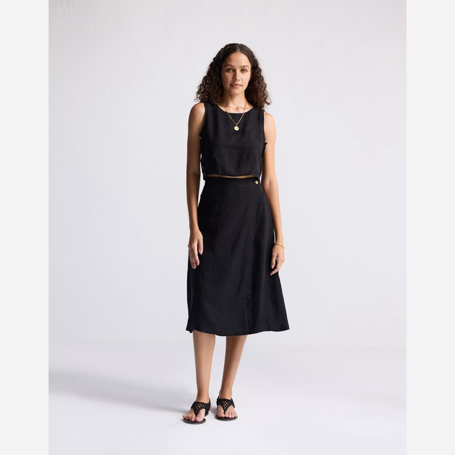 madewell reistorᆴ sovrapposizione midi donna gonna nera