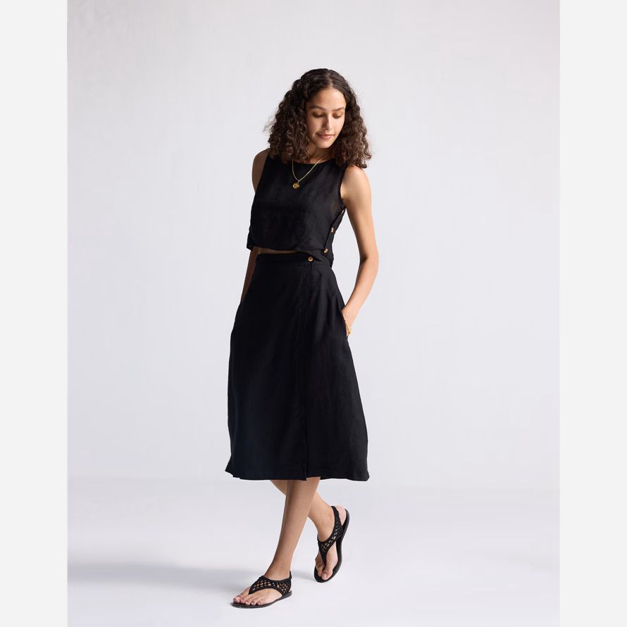 madewell reistorᆴ sovrapposizione midi donna gonna nera