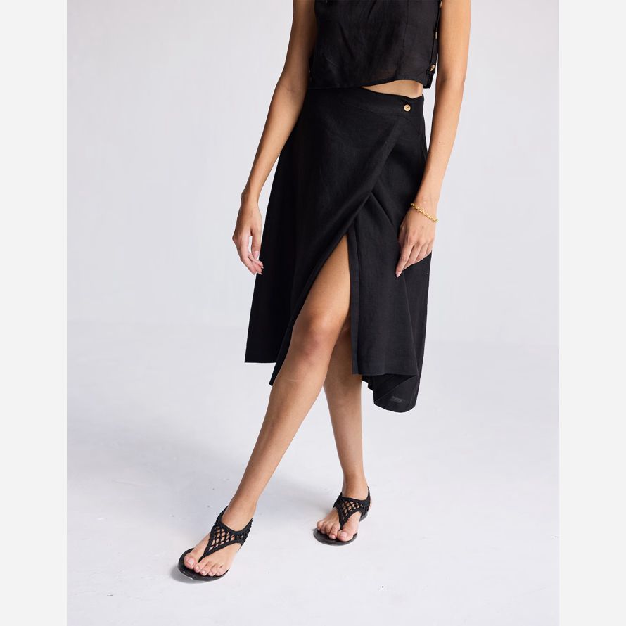 madewell reistorᆴ sovrapposizione midi donna gonna nera