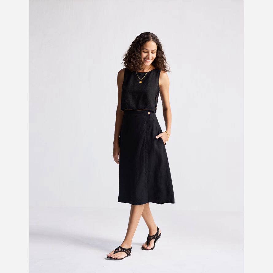 madewell reistorᆴ sovrapposizione midi donna gonna nera