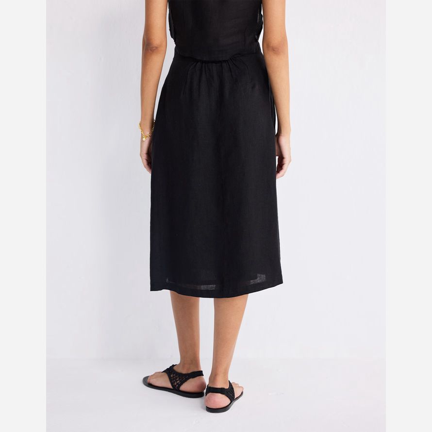 madewell reistorᆴ sovrapposizione midi donna gonna nera
