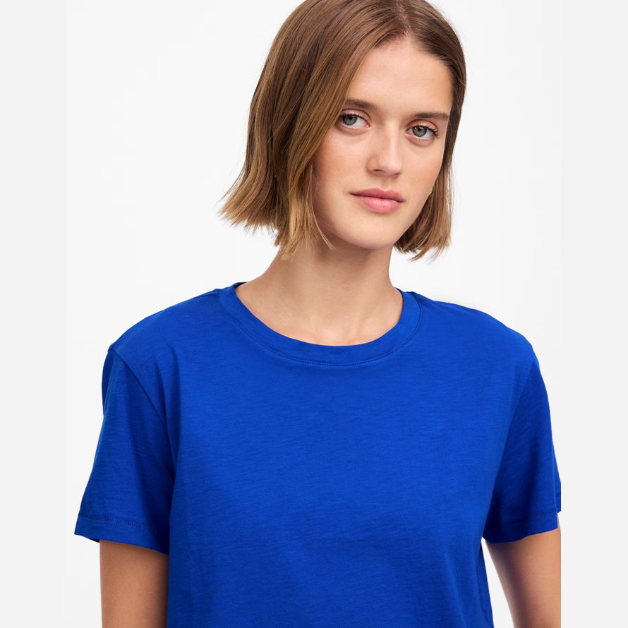 madewell fiammato boxy-raccolto womens t-shirt blu