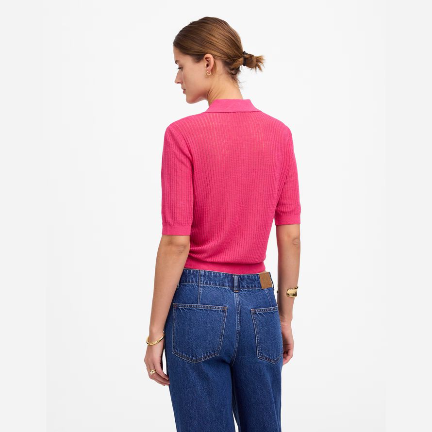 womens madewell polo manica corta maglione t-shirt rosa