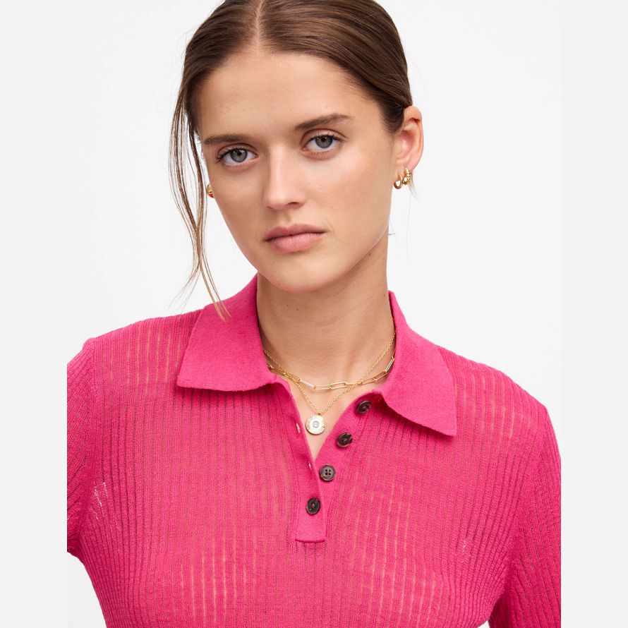 womens madewell polo manica corta maglione t-shirt rosa