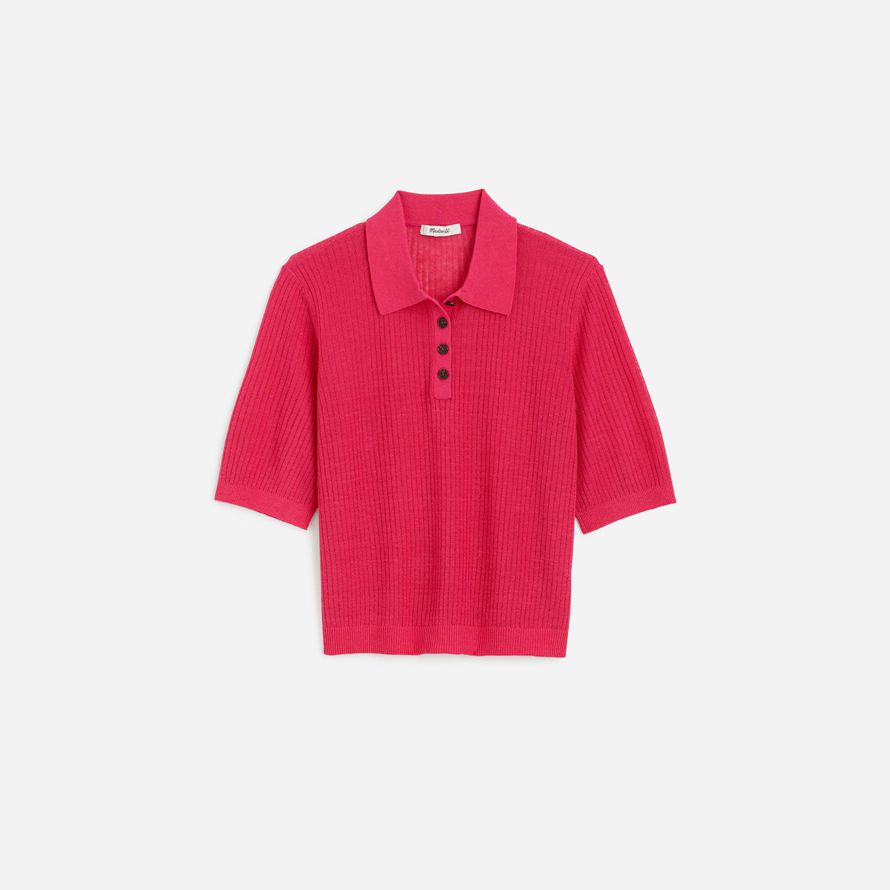 womens madewell polo manica corta maglione t-shirt rosa