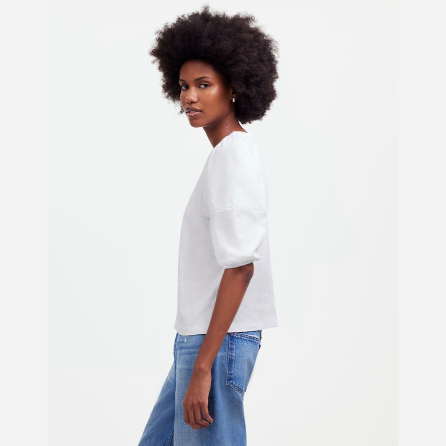 womens madewell puff sleeve t-shirt bianco