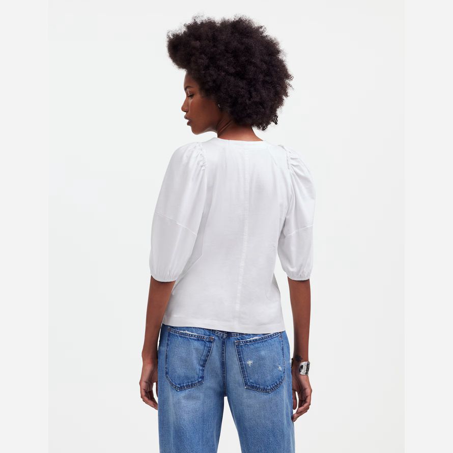 womens madewell puff sleeve t-shirt bianco