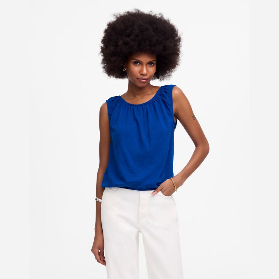 madewell scollo a barca bolla womens t-shirt blu