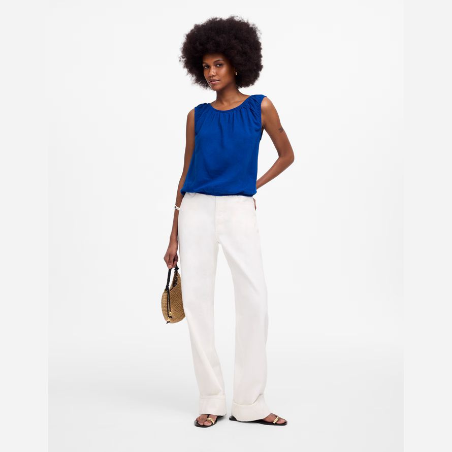 madewell scollo a barca bolla womens t-shirt blu